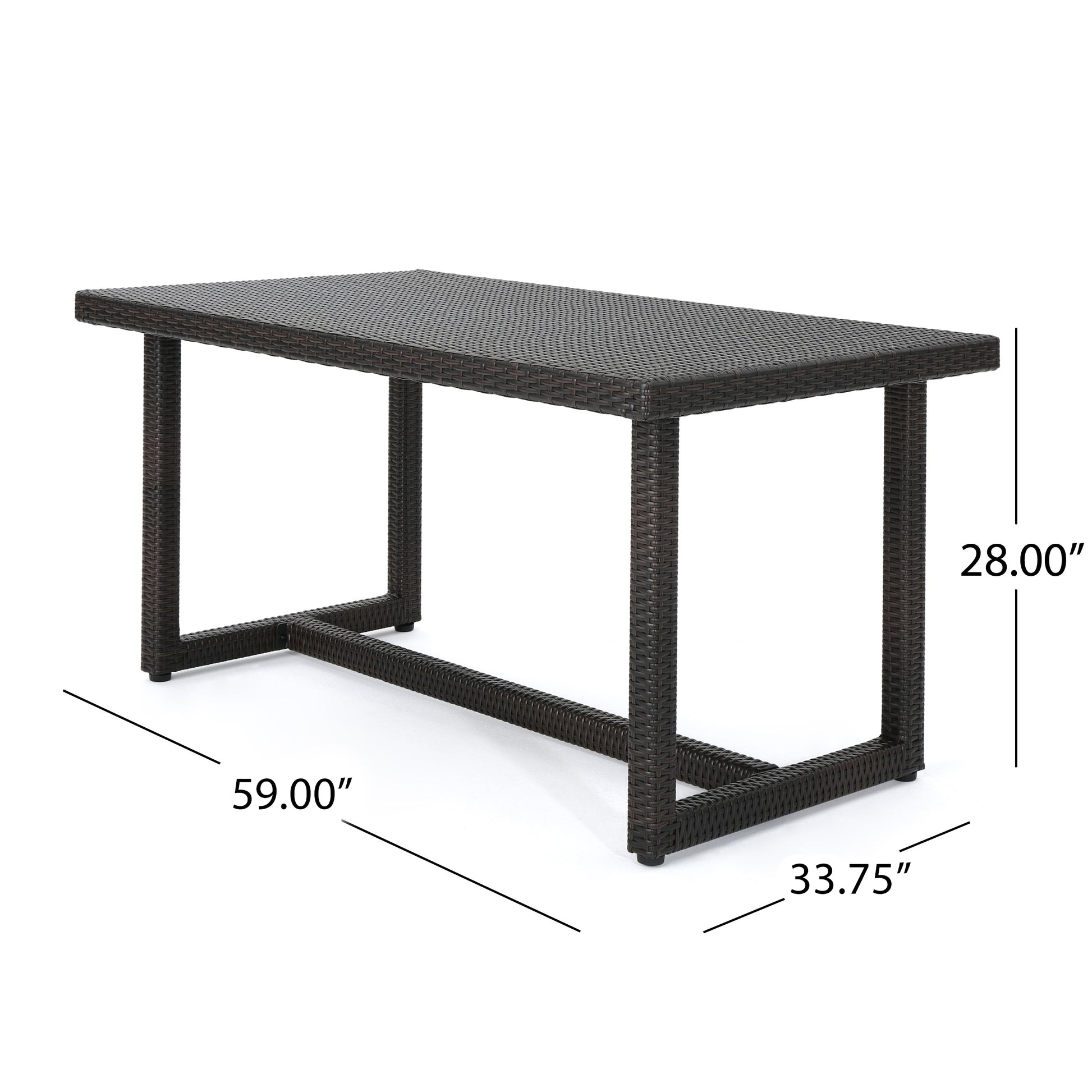 Brown Rattan Patio Dining Table - 59 Inch Outdoor Table