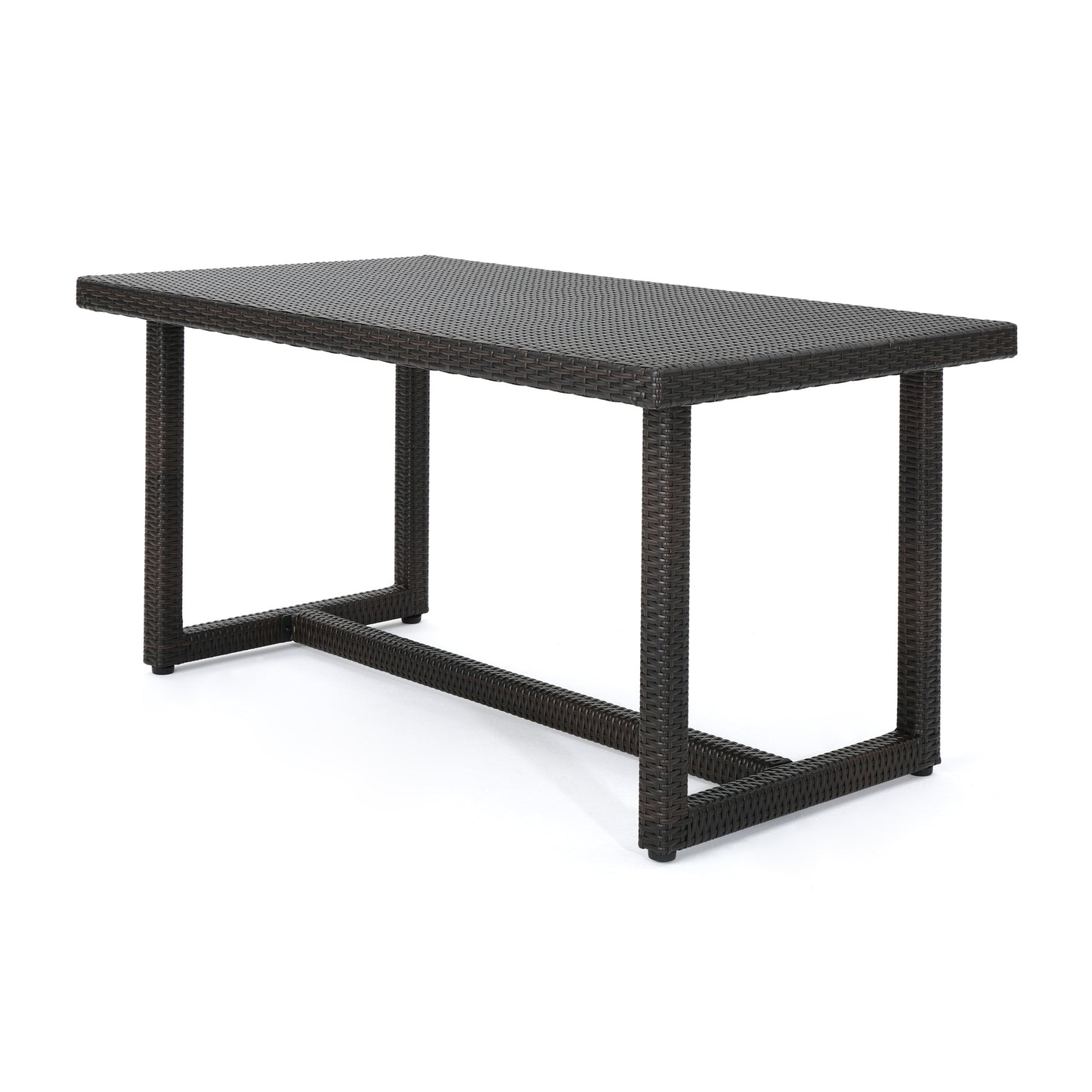 Brown Rattan Patio Dining Table - 59 Inch Outdoor Table