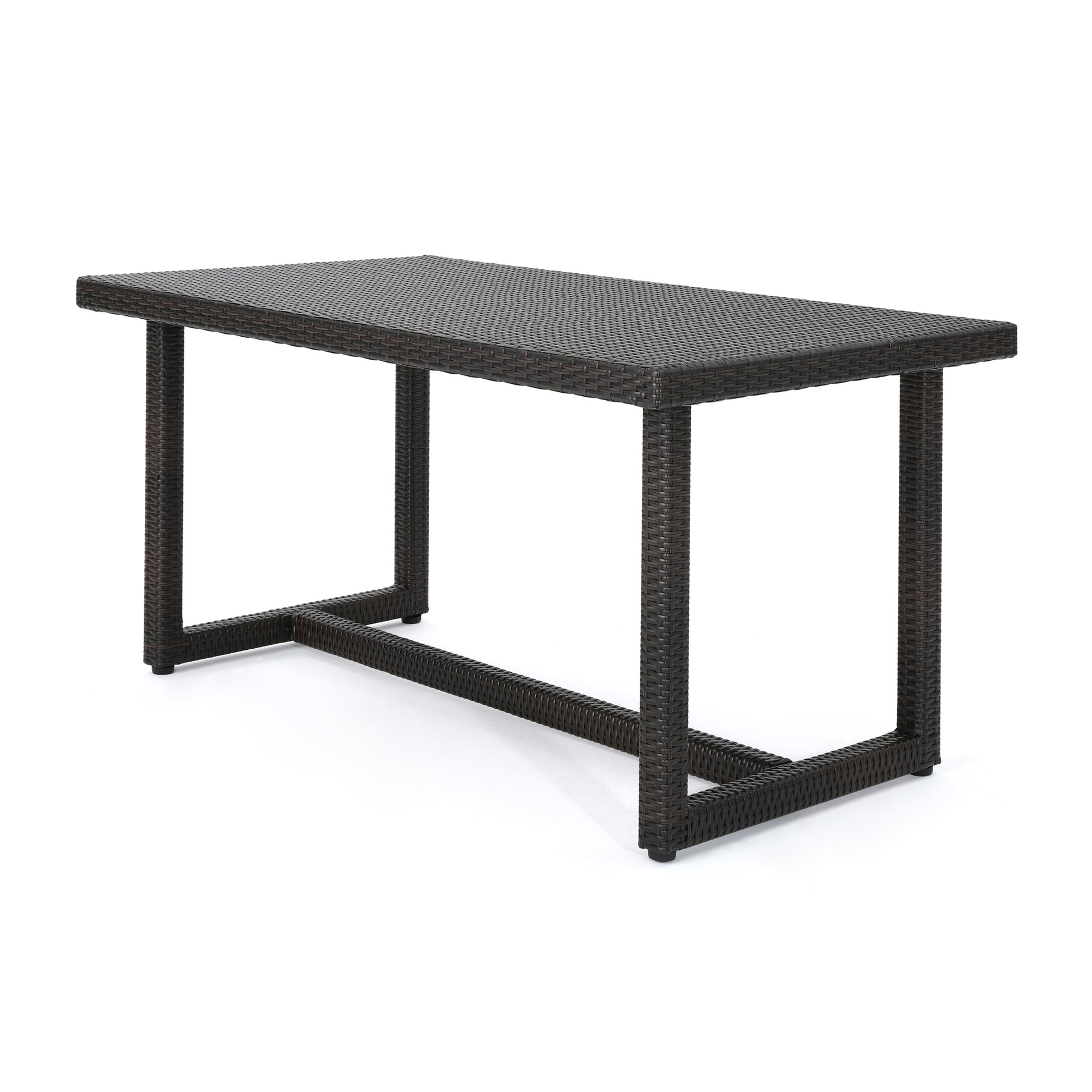 Brown Rattan Patio Dining Table - 59 Inch Outdoor Table