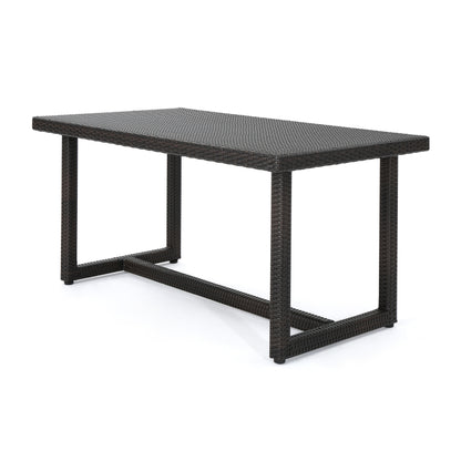 Brown Rattan Patio Dining Table - 59 Inch Outdoor Table