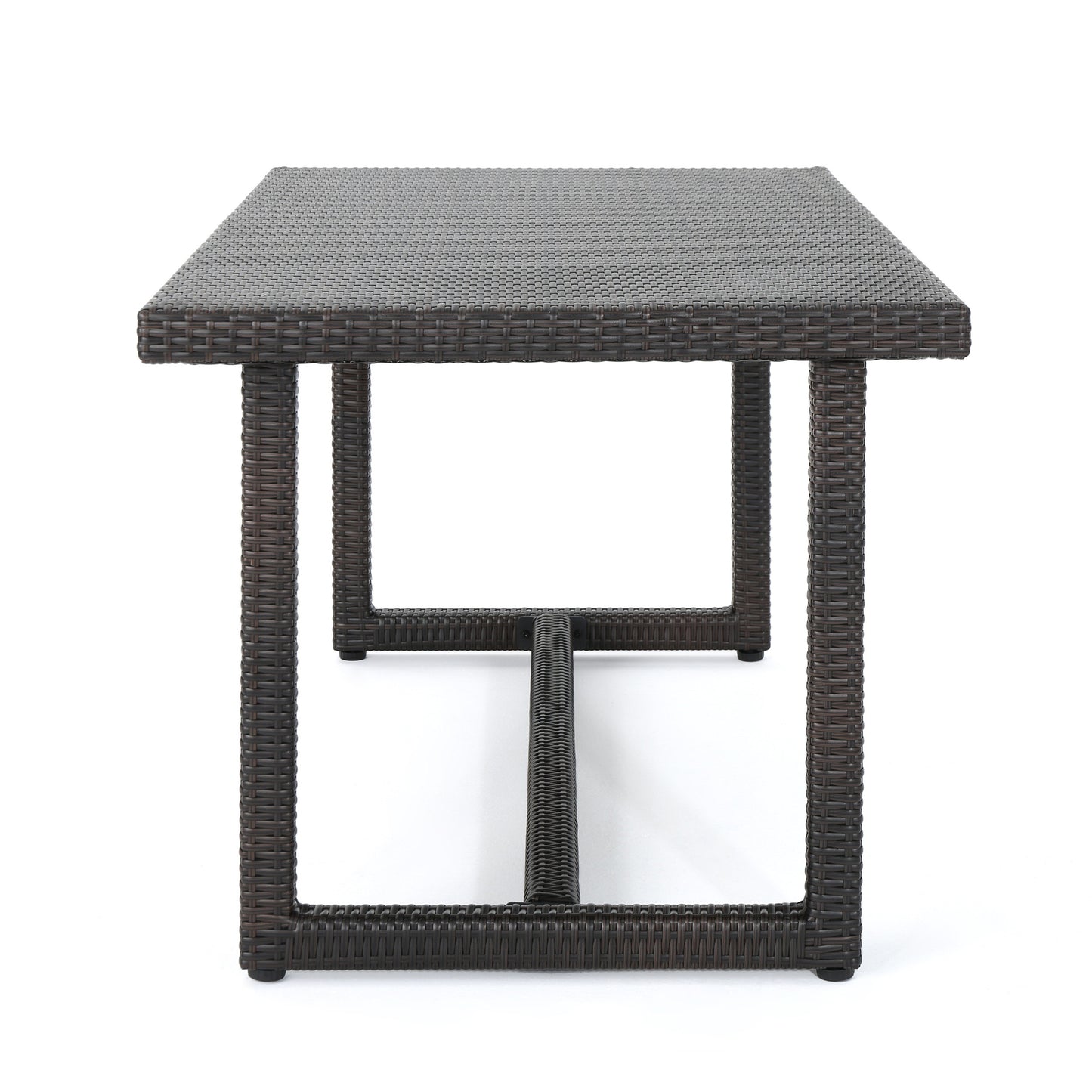 Brown Rattan Patio Dining Table - 59 Inch Outdoor Table