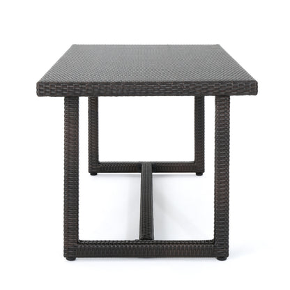 Brown Rattan Patio Dining Table - 59 Inch Outdoor Table