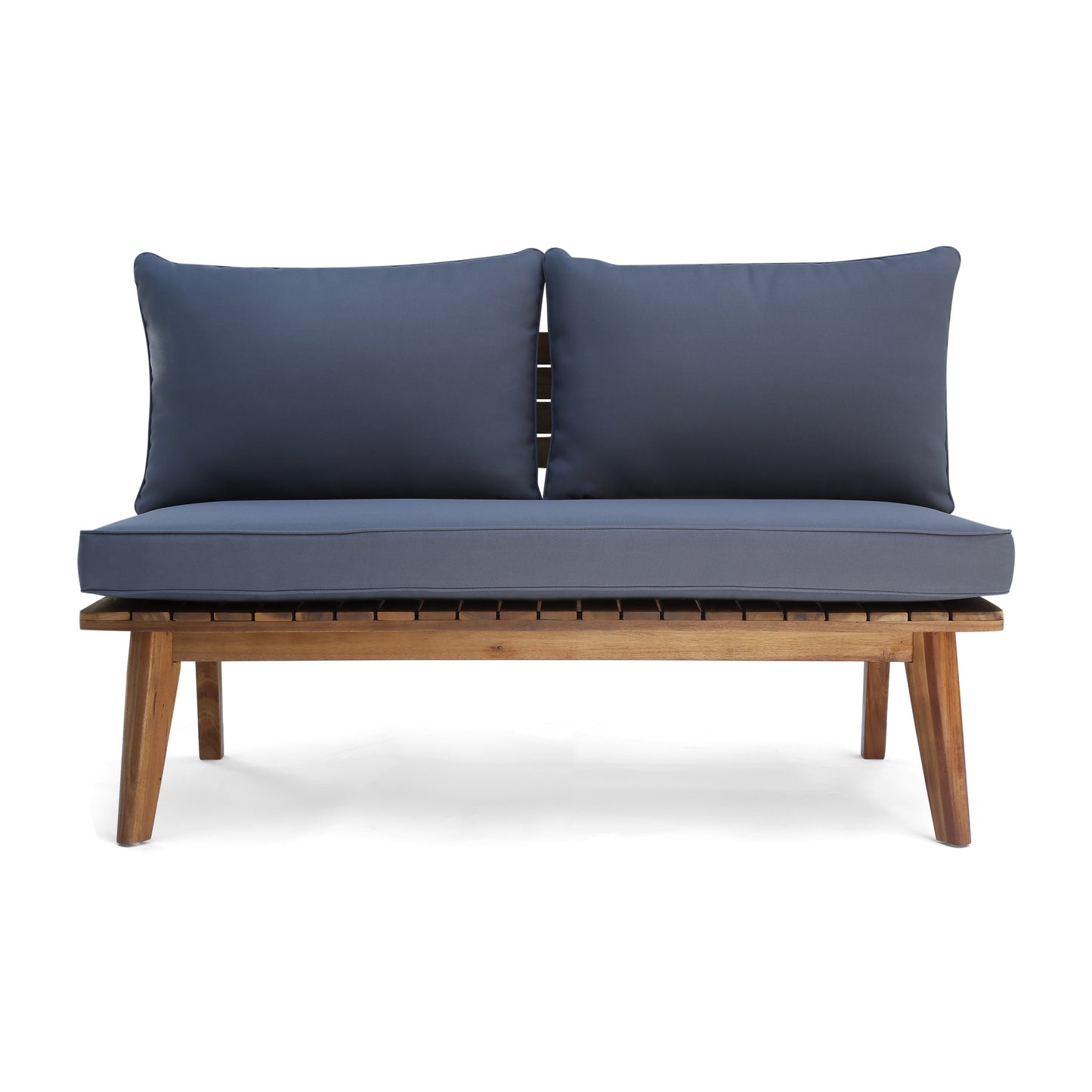 Grey Acacia Wood Loveseat - Outdoor Patio Furniture Set