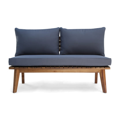 Grey Acacia Wood Loveseat - Outdoor Patio Furniture Set