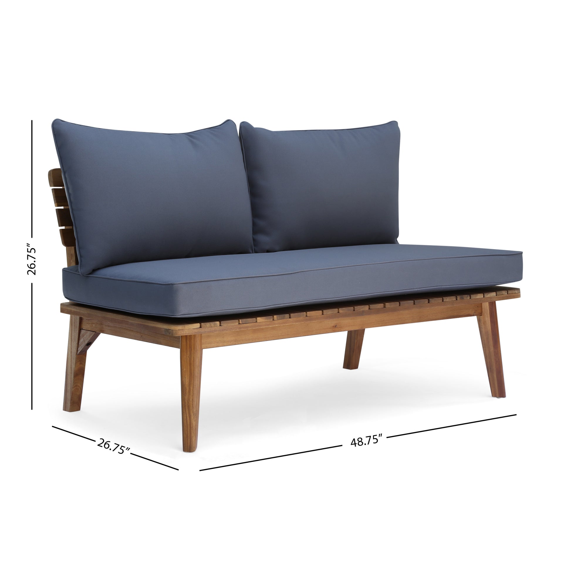 Grey Acacia Wood Loveseat - Outdoor Patio Furniture Set