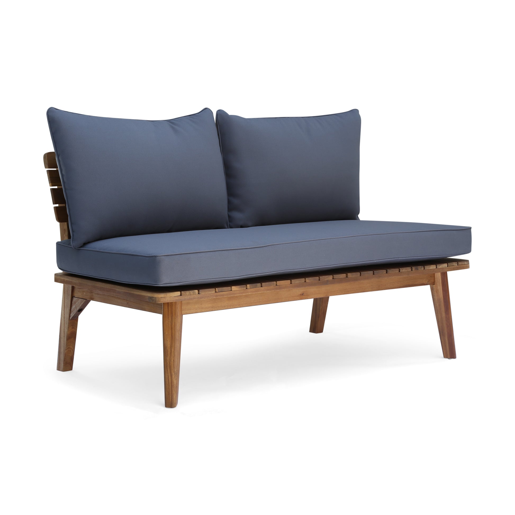 Grey Acacia Wood Loveseat - Outdoor Patio Furniture Set