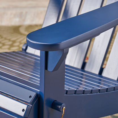 Blue Acacia Wood Adirondack Chair for Poolside Patio Seating