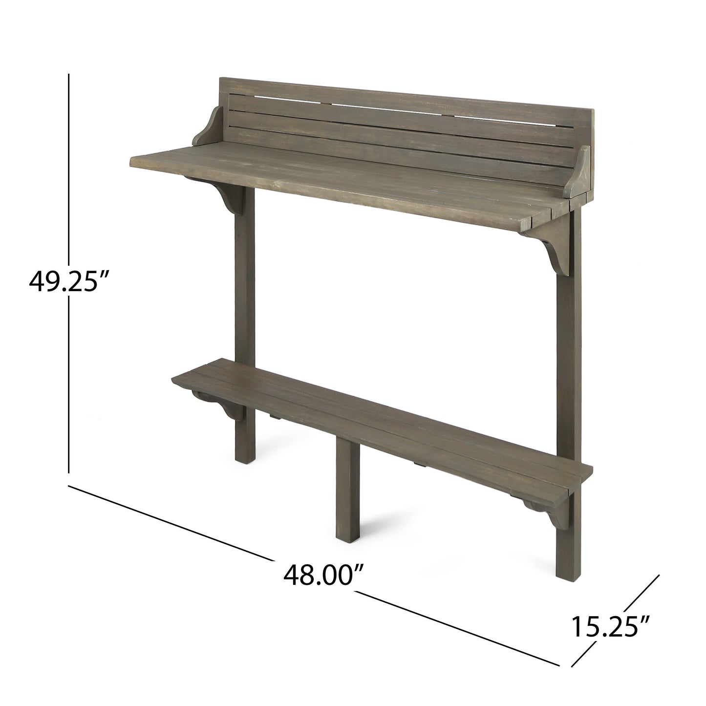 Gray Acacia Wood Balcony Bar Table - Outdoor