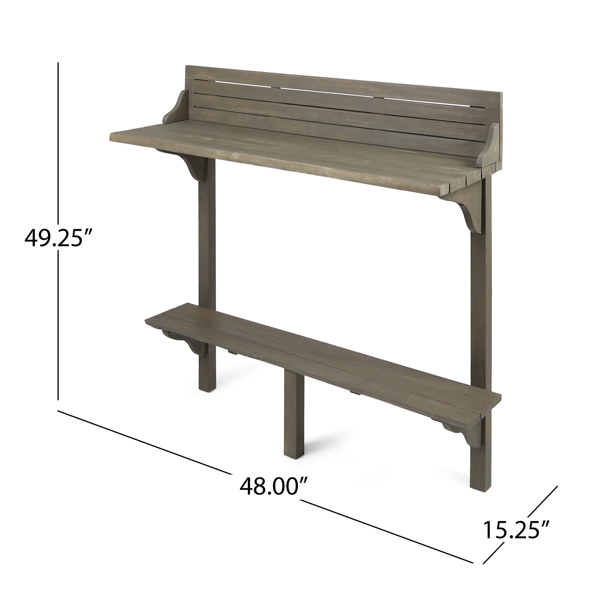 Gray Acacia Wood Balcony Bar Table - Outdoor