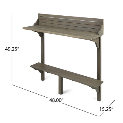 Gray Acacia Wood Balcony Bar Table - Outdoor