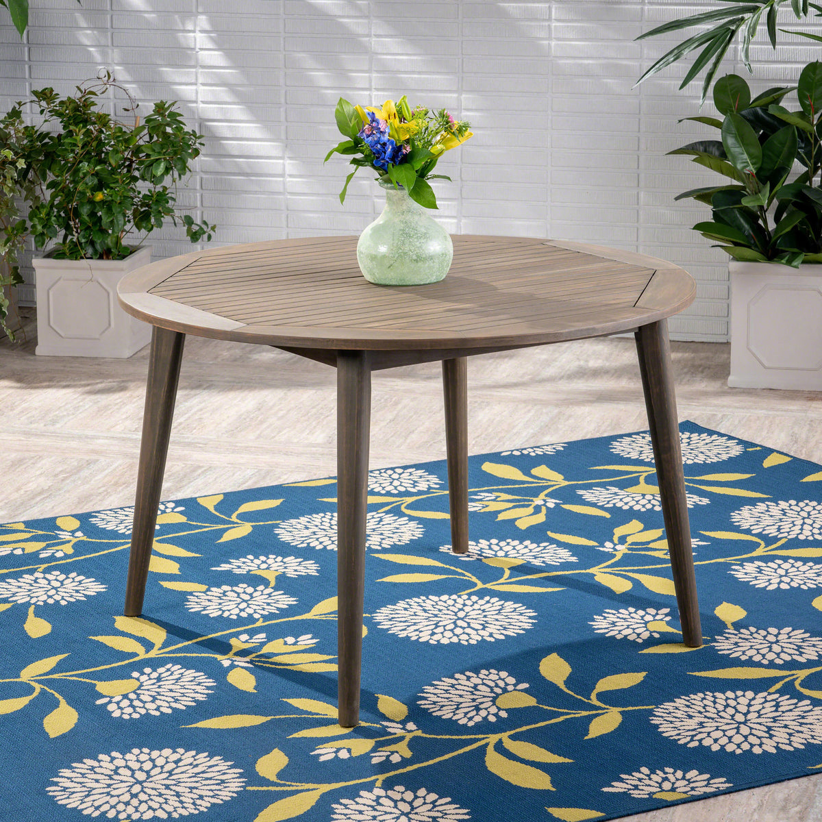 Acacia Wood Dining Table - 47.25" Grey Outdoor Table