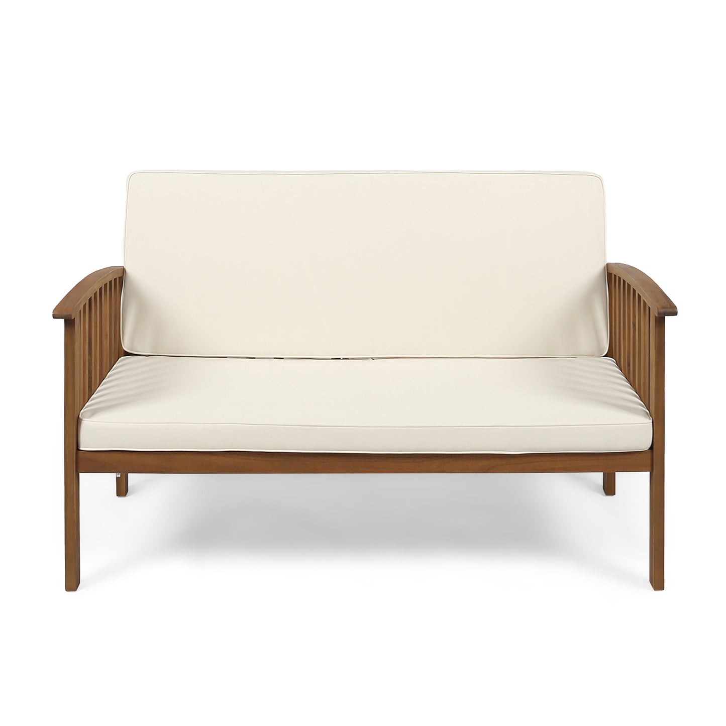 Cream Acacia Wood Loveseat for Garden or Porch Seating