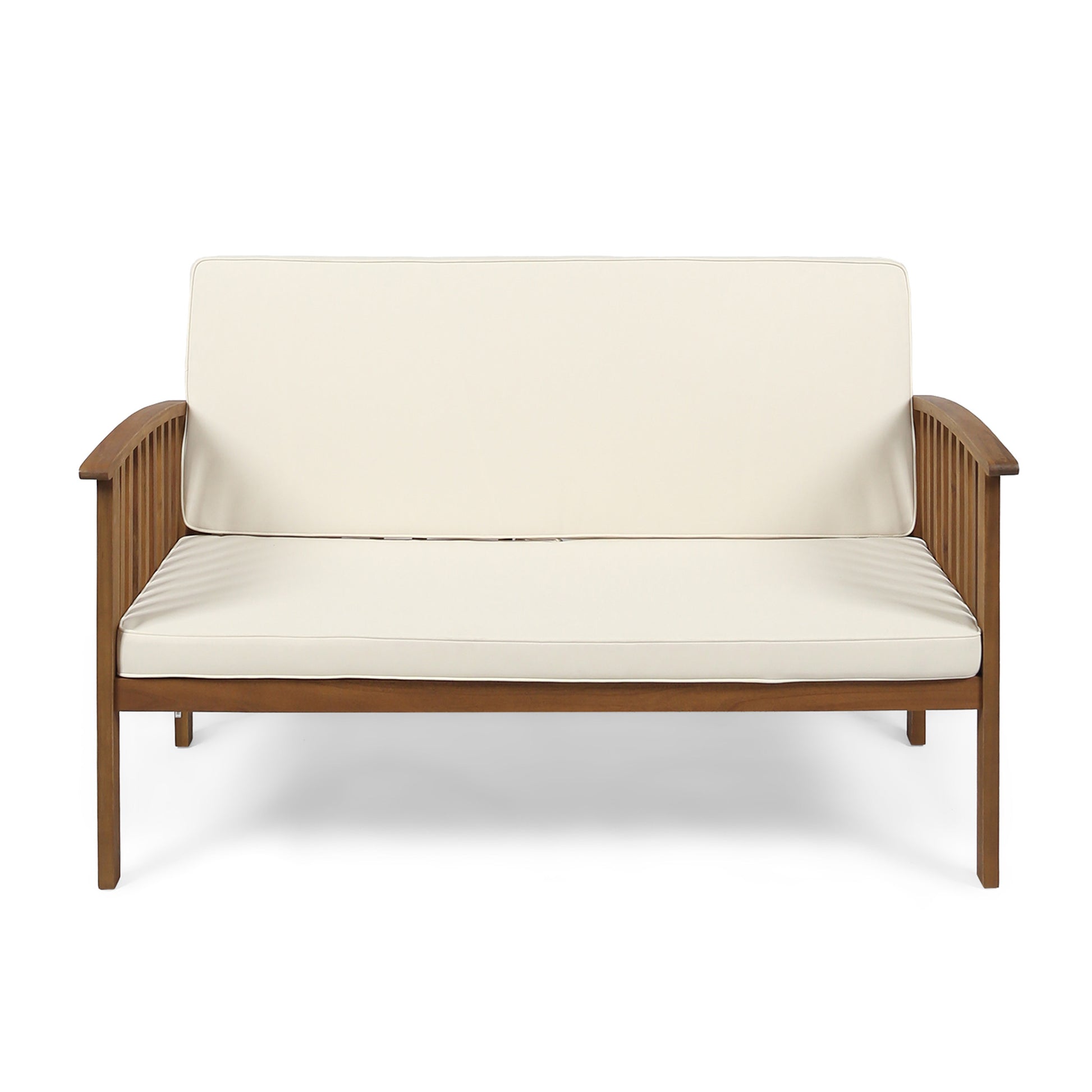 Cream Acacia Wood Loveseat for Garden or Porch Seating