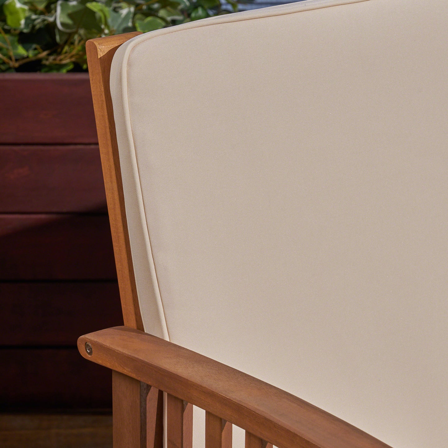 Cream Acacia Wood Loveseat for Garden or Porch Seating