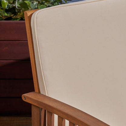 Cream Acacia Wood Loveseat for Garden or Porch Seating