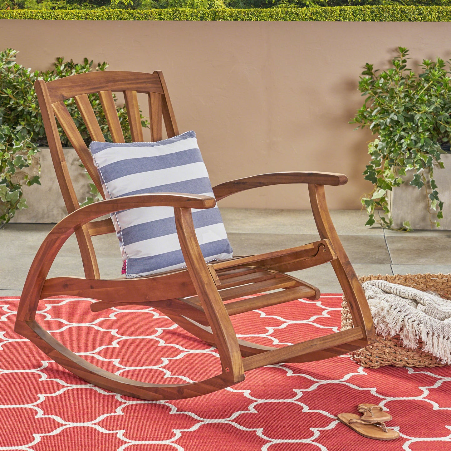 Teak Acacia Rocking Chair - Outdoor Patio Seating