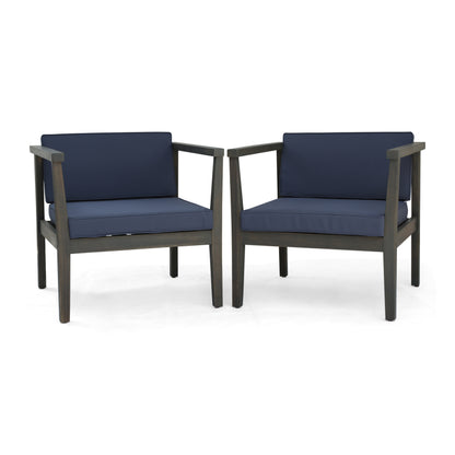 Grey Acacia Wood Patio Club Chairs - Pair