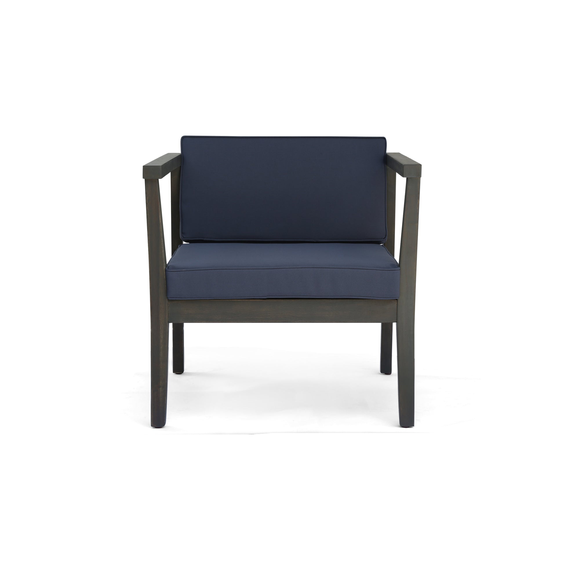Grey Acacia Wood Patio Club Chairs - Pair