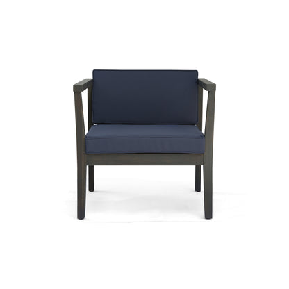 Grey Acacia Wood Patio Club Chairs - Pair