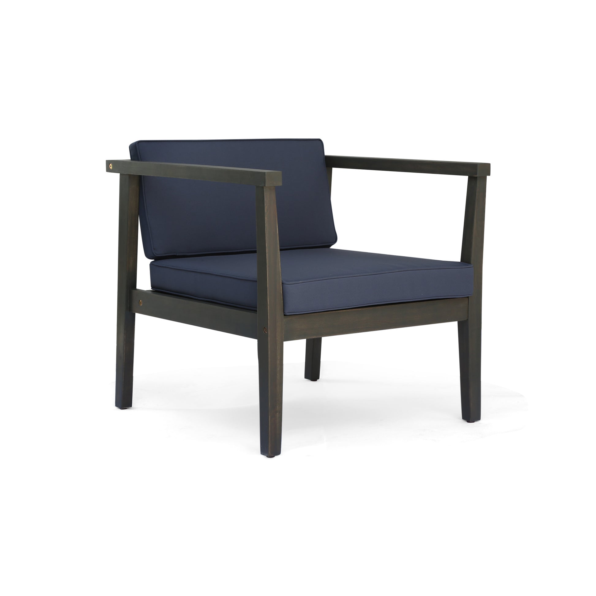 Grey Acacia Wood Patio Club Chairs - Pair