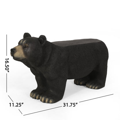 Black MGO Bear Bench - Weather-Resistant Patio Seating