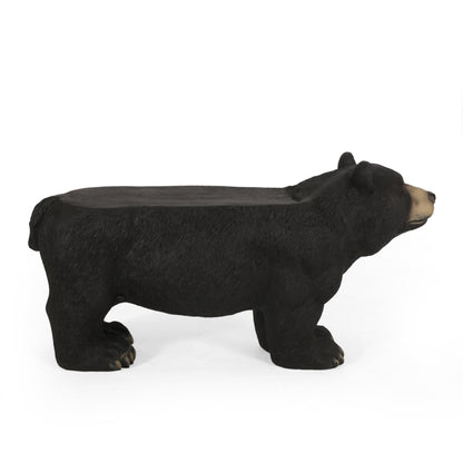Black MGO Bear Bench - Weather-Resistant Patio Seating