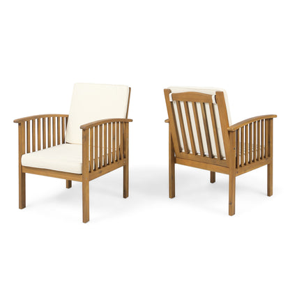 Brown Acacia Club Chairs - 2 Outdoor Patio Chairs