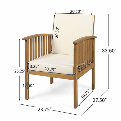 Brown Acacia Club Chairs - 2 Outdoor Patio Chairs
