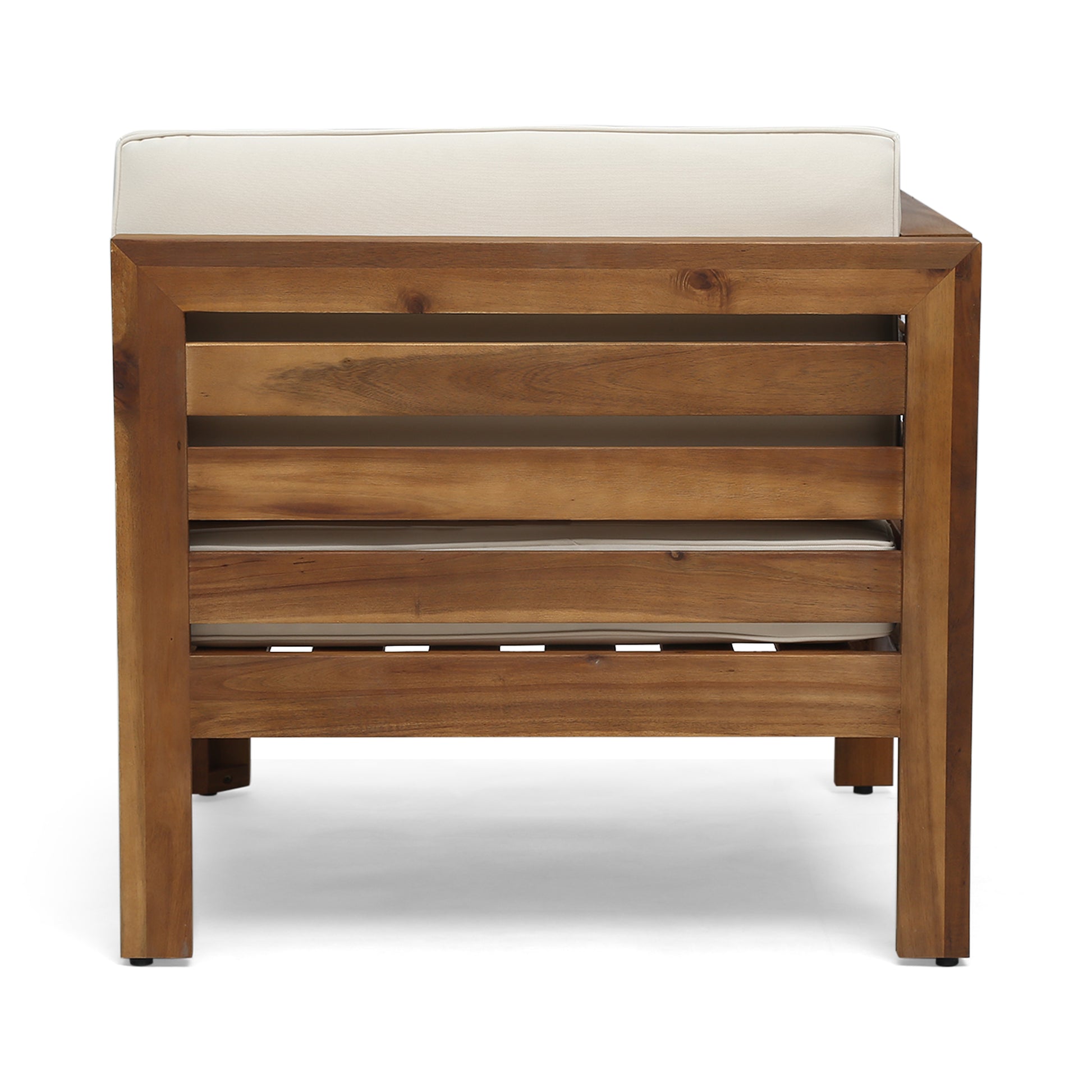 Beige Acacia Wood L Shape Sofa Set Outdoor