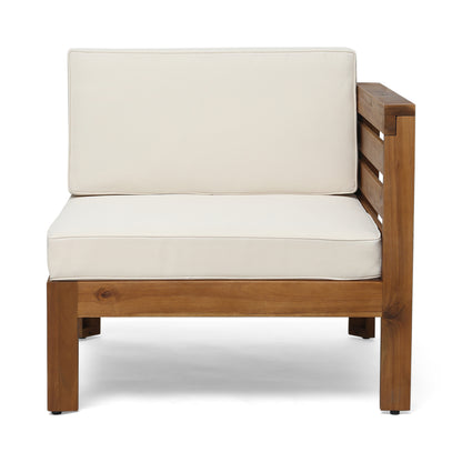Beige Acacia Wood L Shape Sofa Set Outdoor