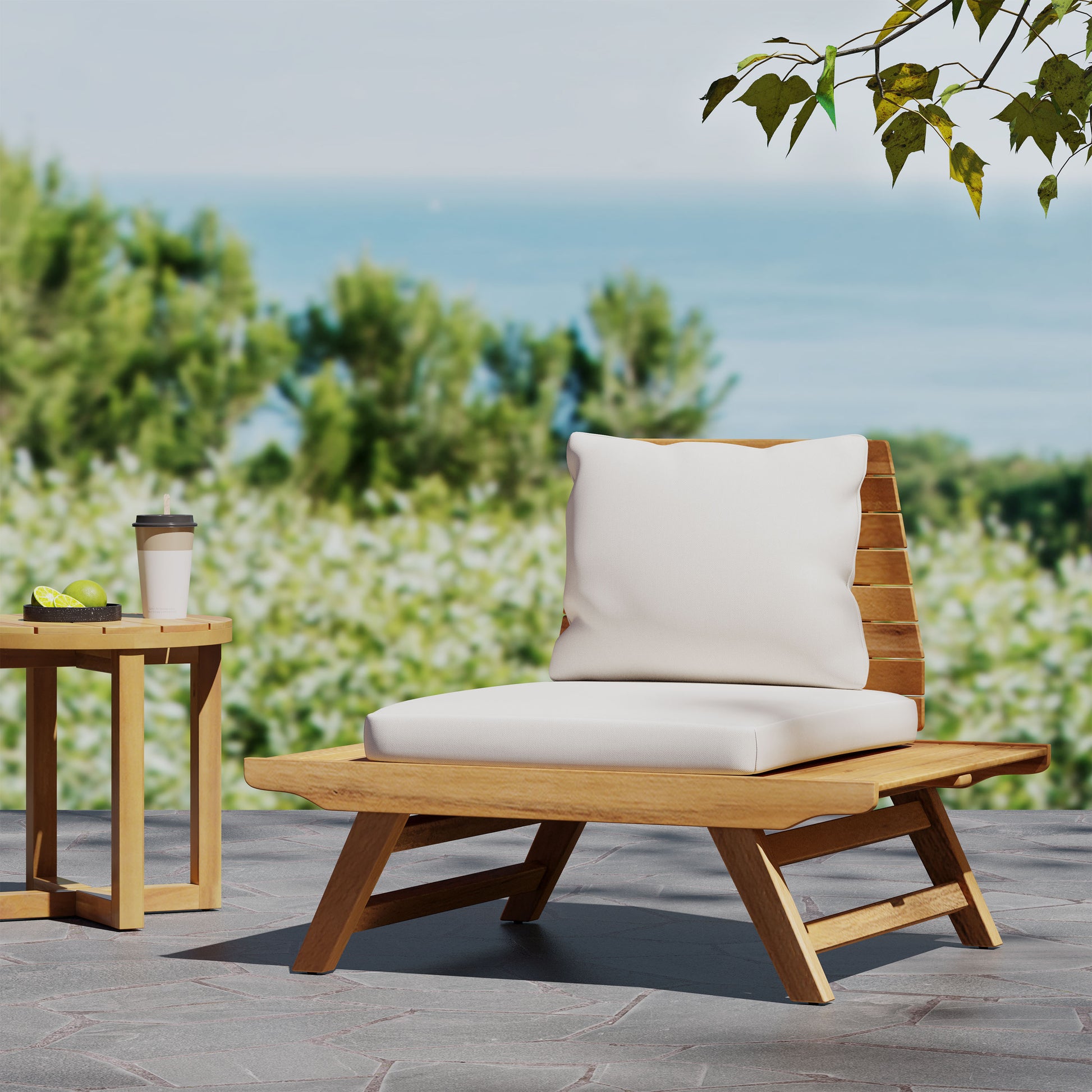 Teak Acacia Wood Outdoor Club Chair for Garden or Poolside Seating