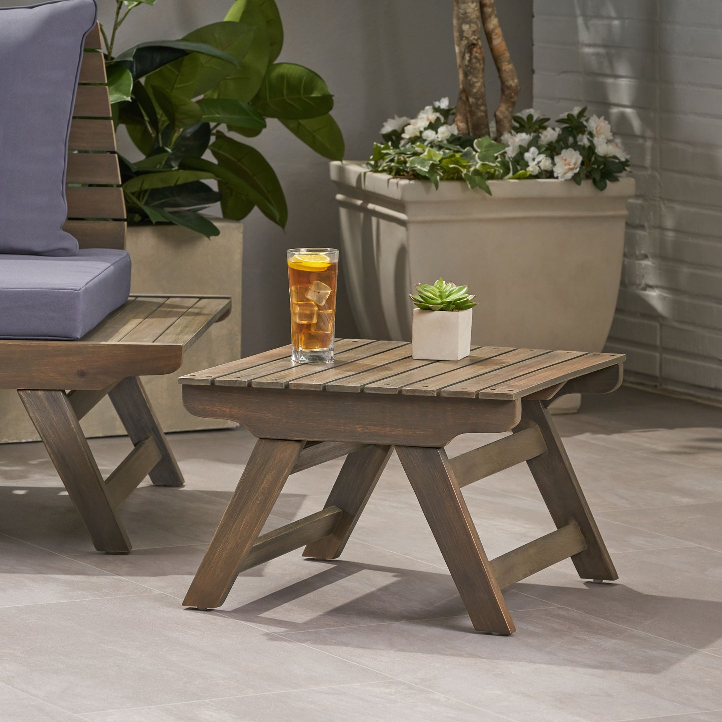 SEDONA Side Table - Grey Acacia Wood Patio Set