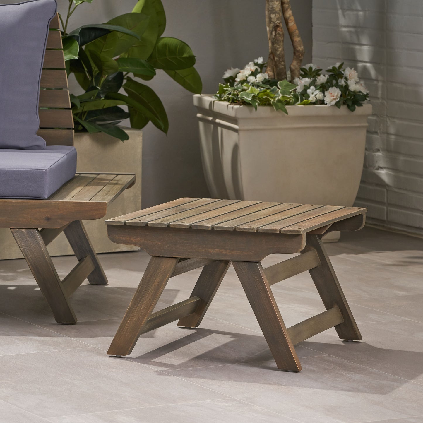 SEDONA Side Table - Grey Acacia Wood Patio Set