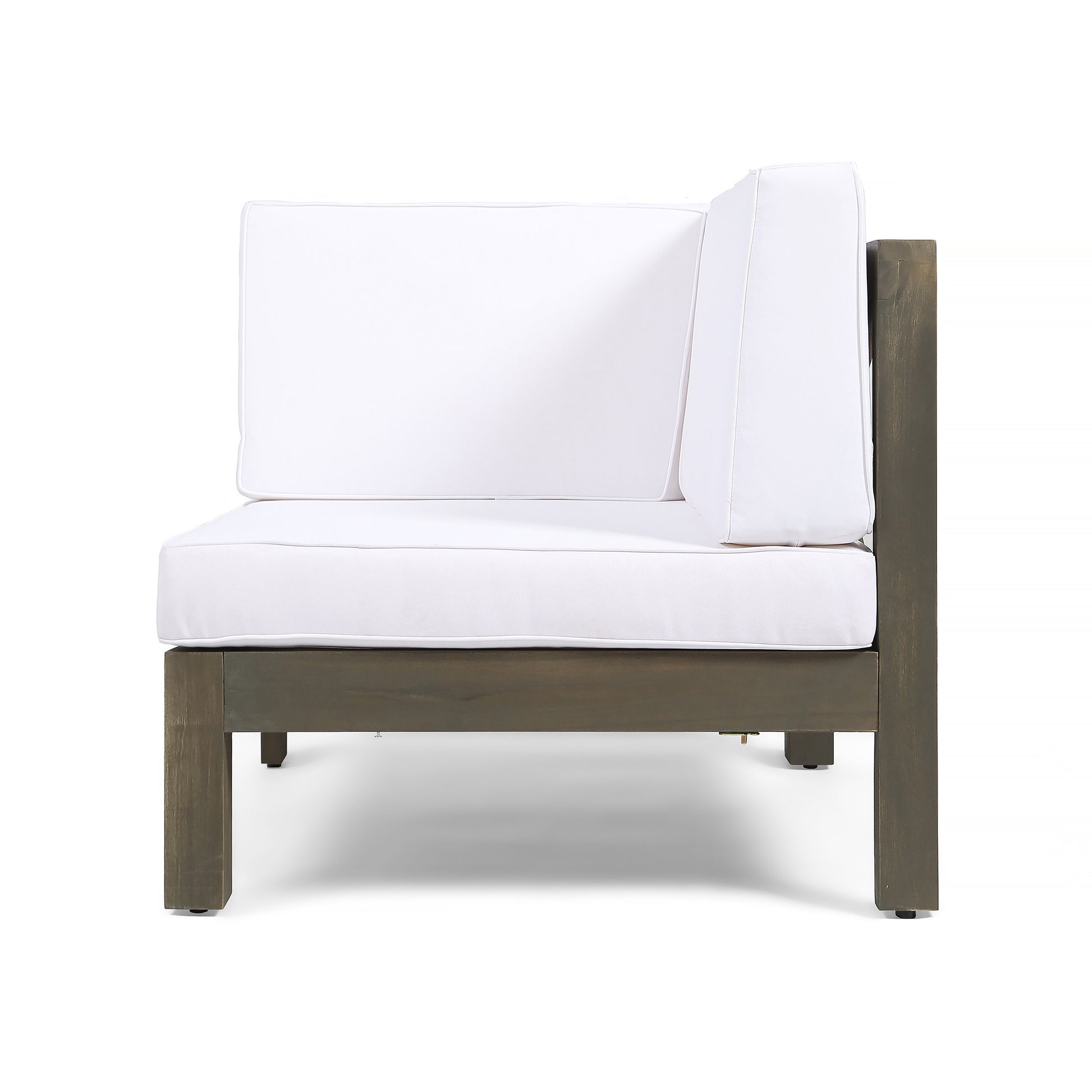 White Acacia Wood Patio Sofa Sectional Set for Outdoor