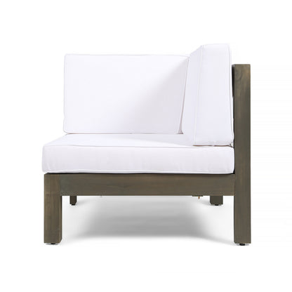 White Acacia Wood Patio Sofa Sectional Set for Outdoor