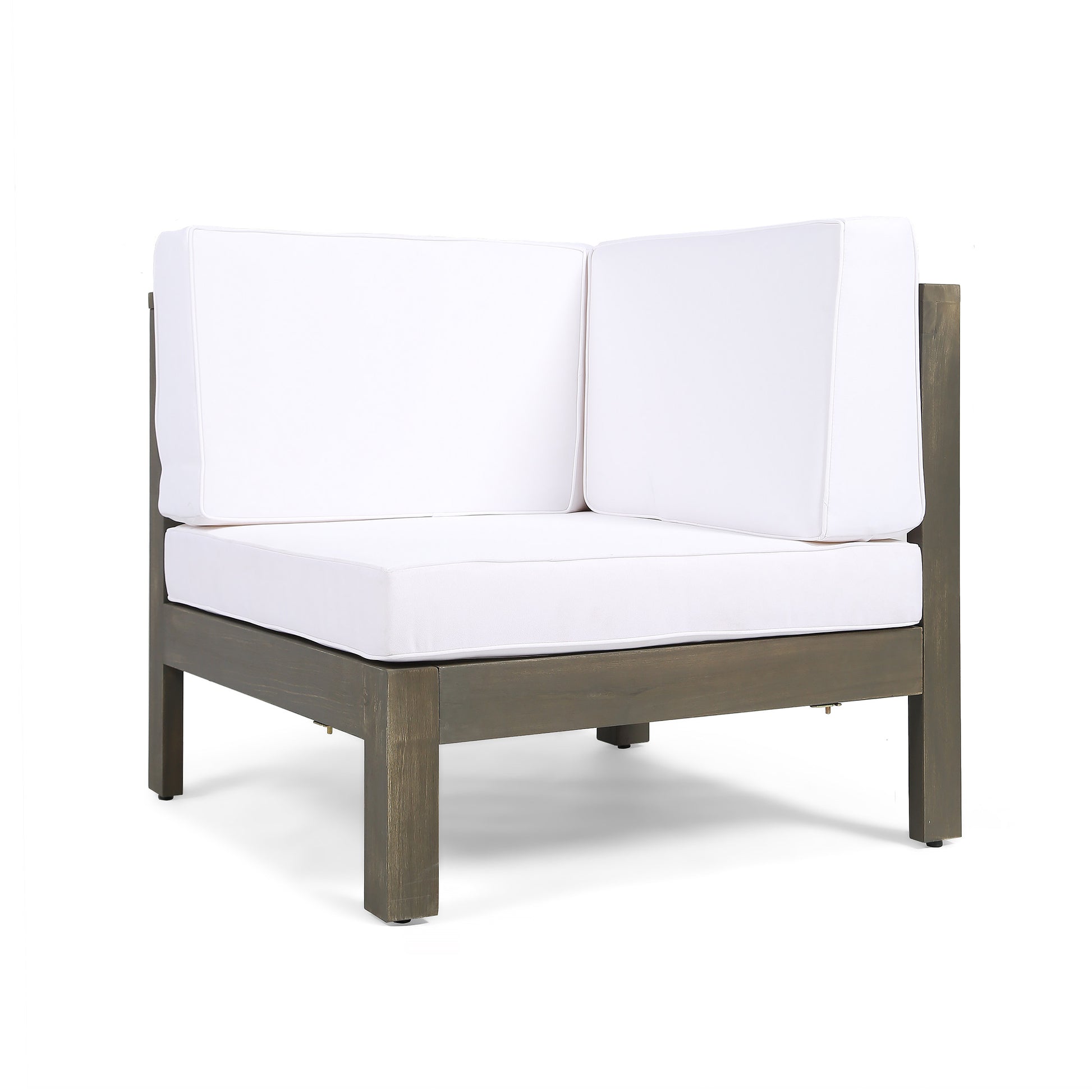 White Acacia Wood Patio Sofa Sectional Set for Outdoor