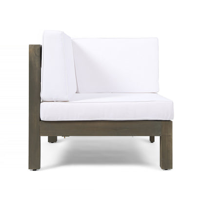 White Acacia Wood Patio Sofa Sectional Set for Outdoor