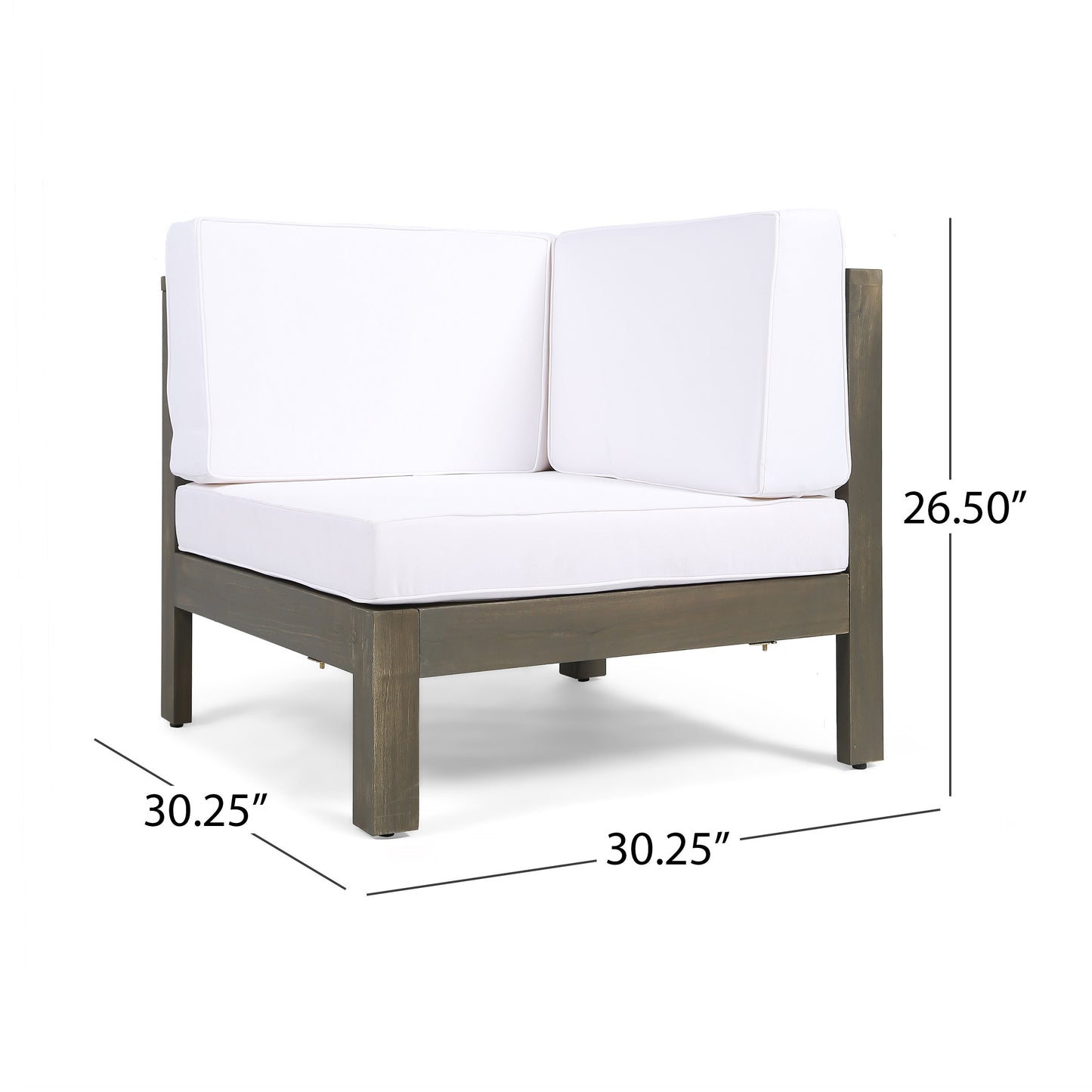 White Acacia Wood 5 Piece Patio Sectional Sofa Set