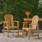 Outdoor Weather Resistant Acacia Wood Adirondack Dining Chairs (Set of 2), Natural Finish