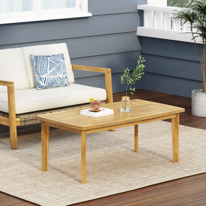 Outdoor Acacia Wood Coffee Table - Brown, 43.25" W