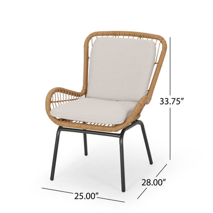 Modern Iron Patio Chair Set in Light Brown for Garden