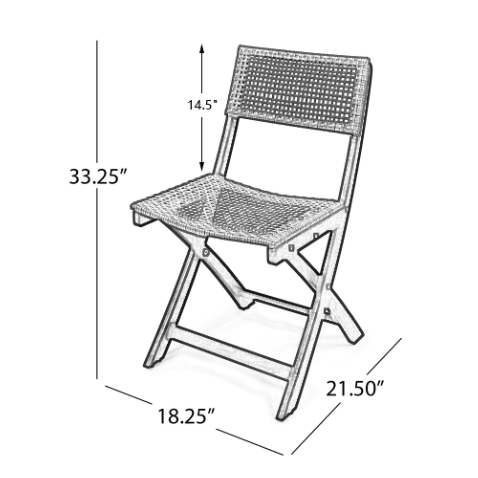 Brown Acacia Wood Folding Patio Chairs - Set of 2 for Outdoor