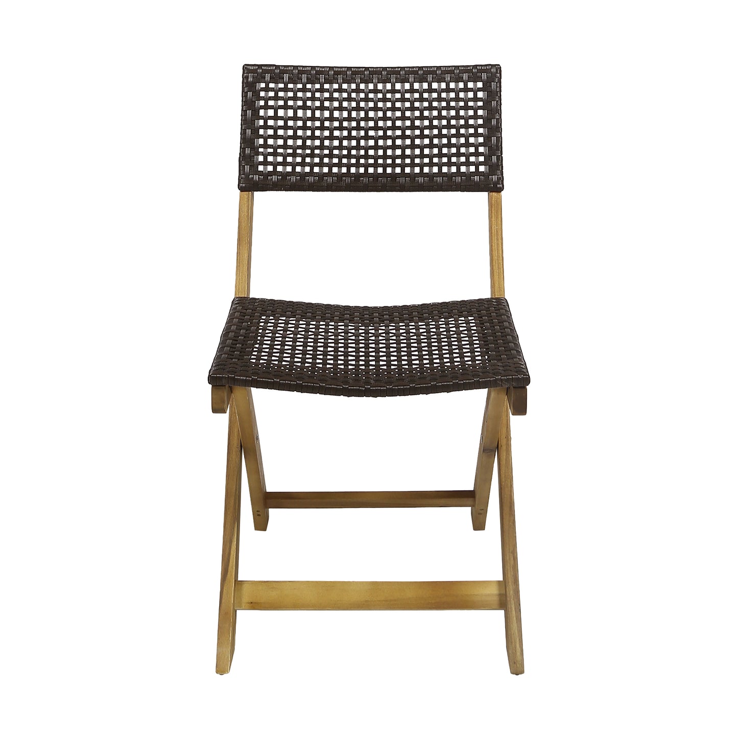 Brown Acacia Wood Folding Patio Chairs - Set of 2 for Outdoor