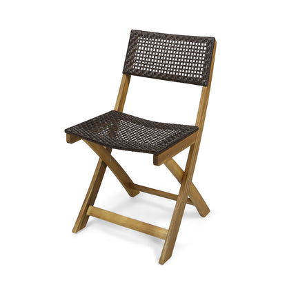 Brown Acacia Wood Folding Patio Chairs - Set of 2 for Outdoor