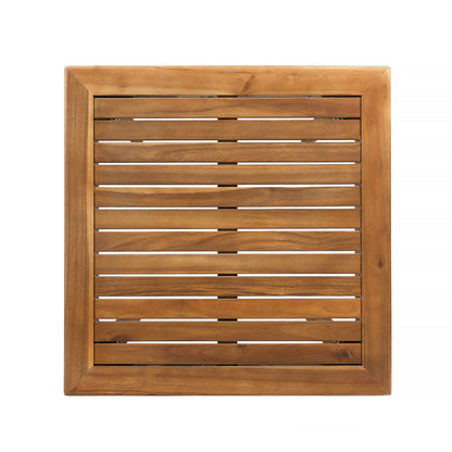 Outdoor Acacia Wood Bar Table - Teak Finish, 26" Square