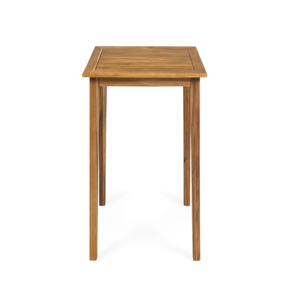 Outdoor Acacia Wood Bar Table - Teak Finish, 26" Square