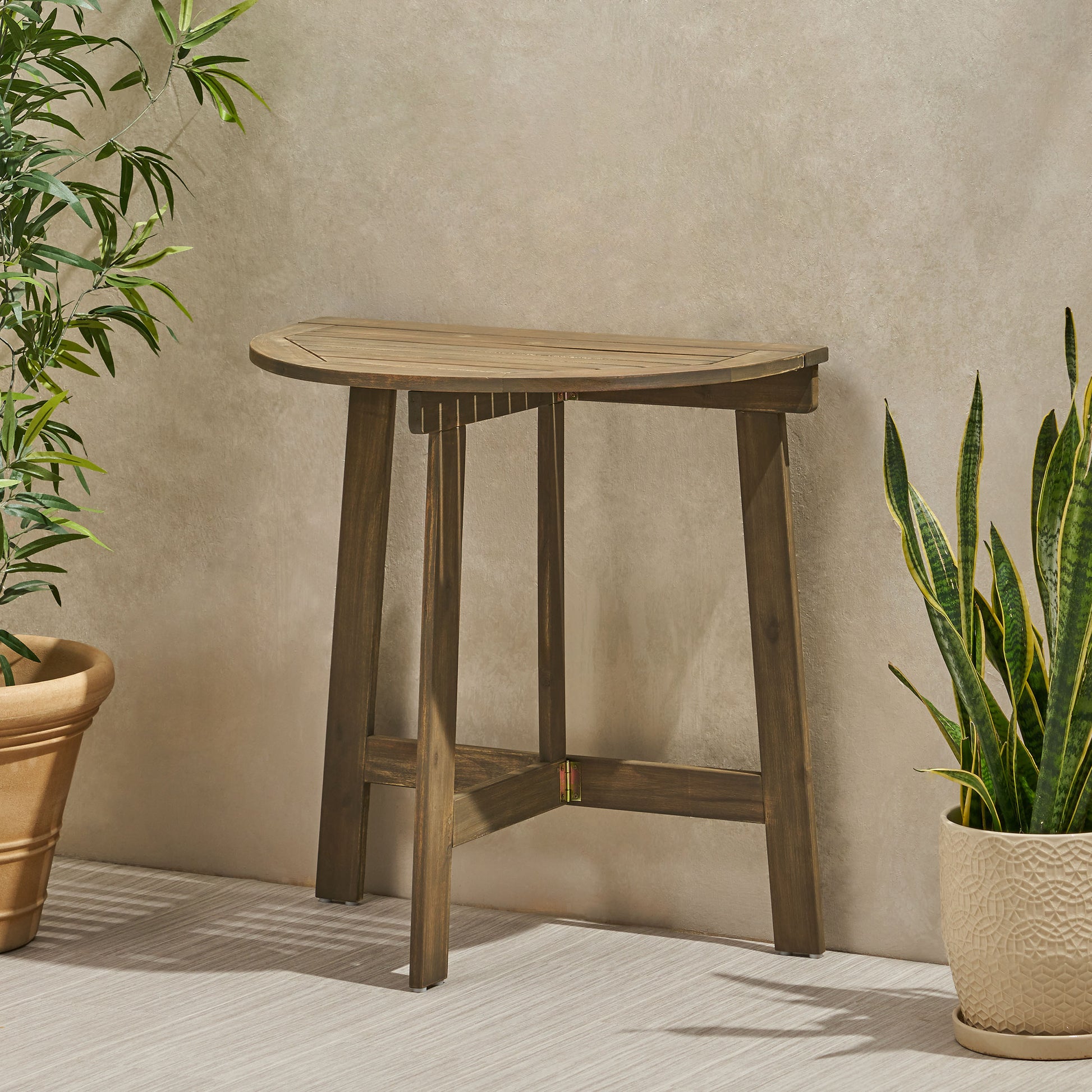 Grey Acacia Wood Folding Bistro Table - 30.75" Outdoor