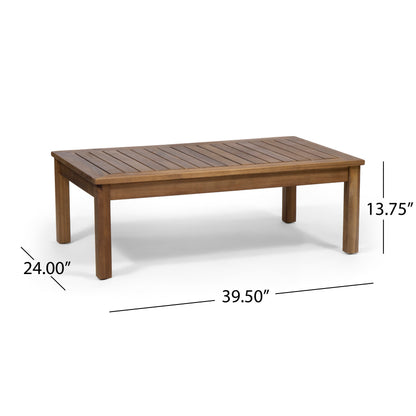 Teak Acacia Wood Patio Loveseat & Coffee Table Set - Outdoor Conversation Furniture