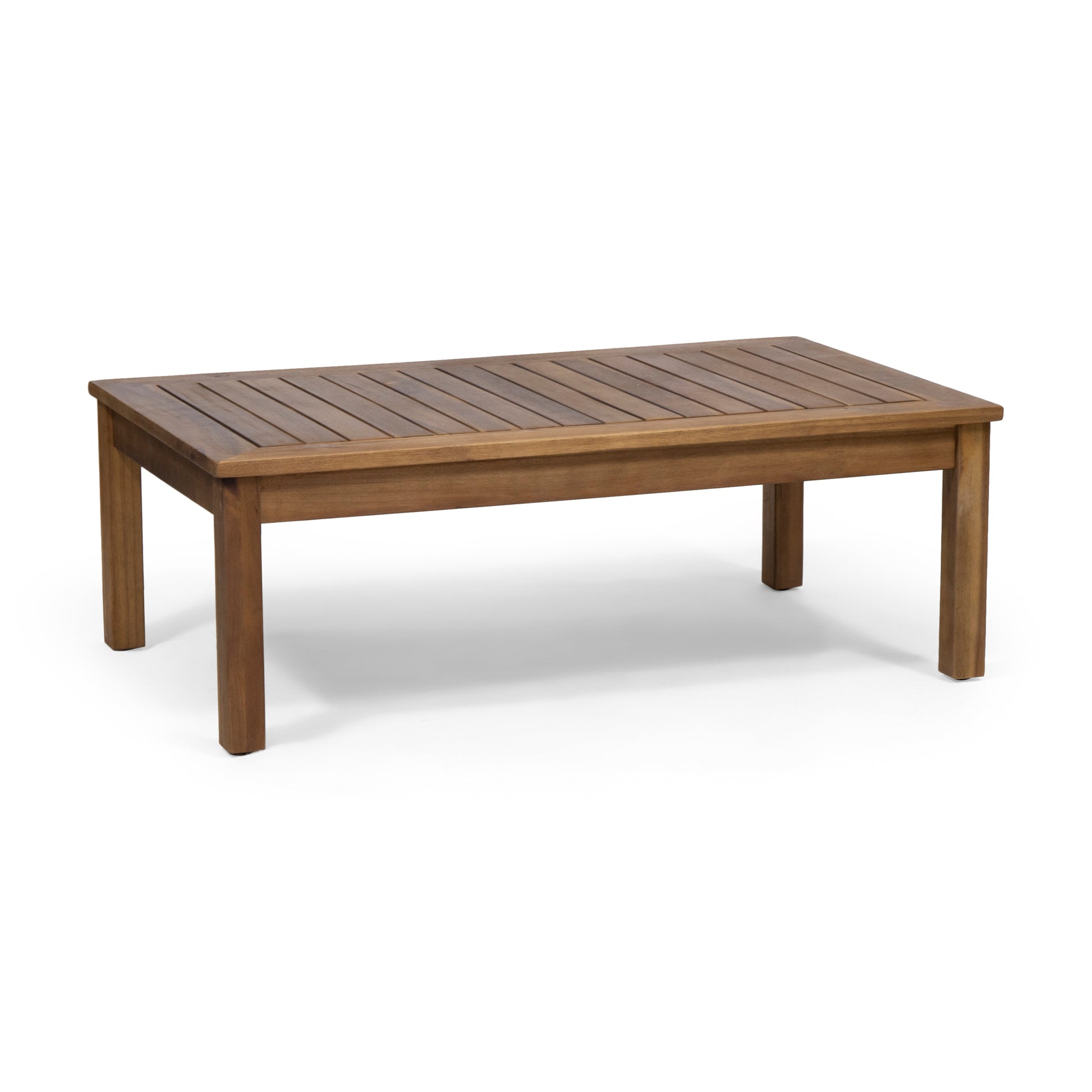 Teak Acacia Wood Patio Loveseat & Coffee Table Set - Outdoor Conversation Furniture