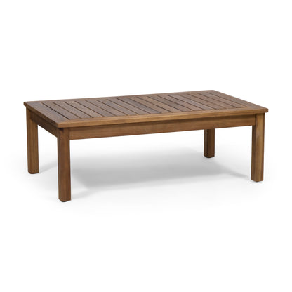 Teak Acacia Wood Patio Loveseat & Coffee Table Set - Outdoor Conversation Furniture